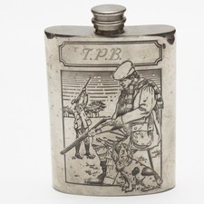 English Pewter Hip Flask -