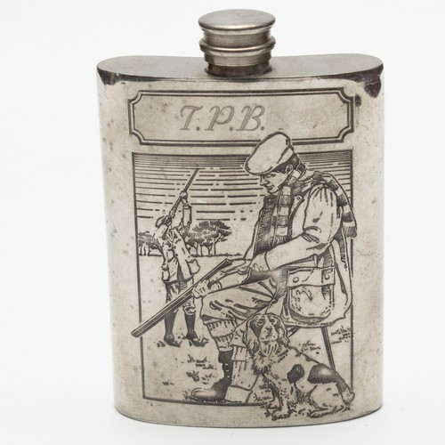 English pewter hip flask - english,