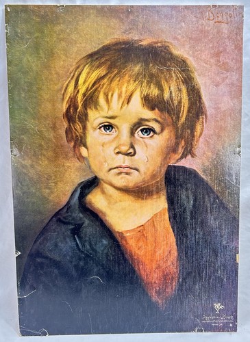 Vintage crying boy print - crying, on