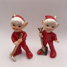 Vintage Mount Royal Merchandise Christmas Elves Kitsch  Figurines 4” Lefton Elf