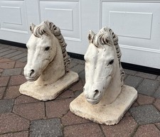 Pair Of Horses Head Garden Statues