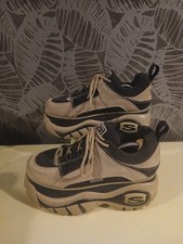 Sketchers Women's  Platform Wedge Trainers Shoes UK 8 90s Retro 