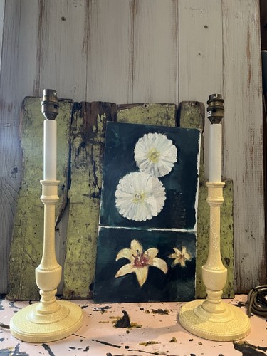 Vintage pair wooden - pair, painted