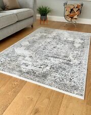Bohemian Vintage Traditional Distressed Faded Natural Beige Grey Medallion Rug