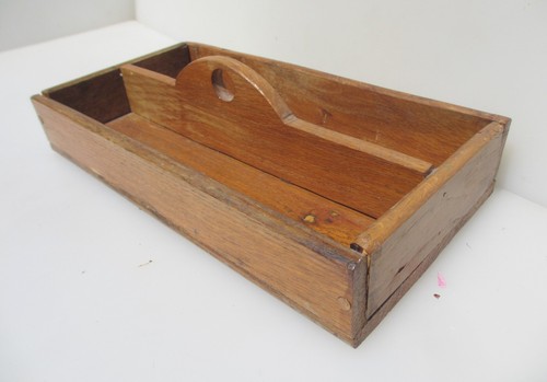 Vintage wooden cutlery tray - wooden,