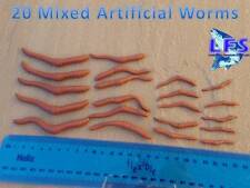 20 x Imitation Fake Fishing Worms Mixed Sizes Artificial Bait Pop Up Bait lobs