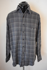 Grey Check Flannel Shirt L Button Up Collared Brushed Cotton Casa Moda Overshirt