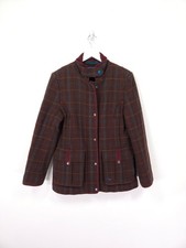Ness Jacket Size 14 Brown Maroon Check Wool Blend Field Coat Hunting Country