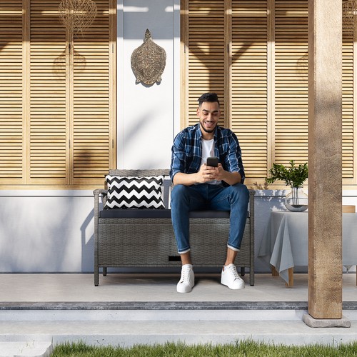 Seater rattan garden bench - seater,