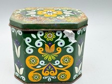 VINTAGE GREEN FLORAL METAL TEA