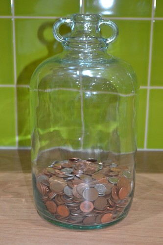 Glass big bottle - money, jar