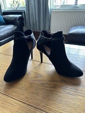 NEXT BLACK SUEDE & PATENT ANKLE BOOTS SIZE 5 WIDE FIT