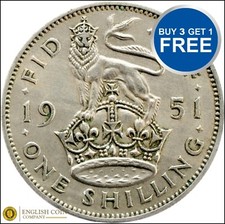 GEORGE VI ENGLISH SILVER SHILLING 1937 TO 1951 CHOICE OF YEAR / DATE