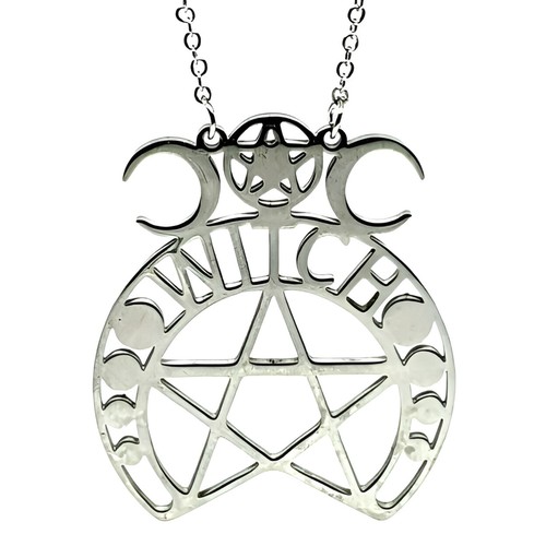 Witch pendant necklace triple - witch,