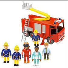 Fireman Sam Jupiter Fire Engine friction powered articulated figure ladder new