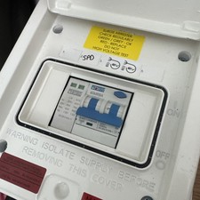 Proteus IP65 5 module metal consumer unit populated.