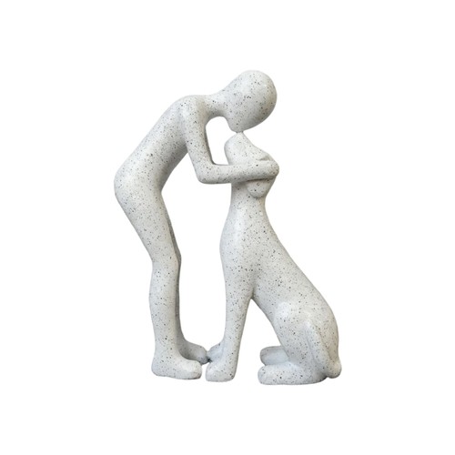 Dog sculpture man and - and,