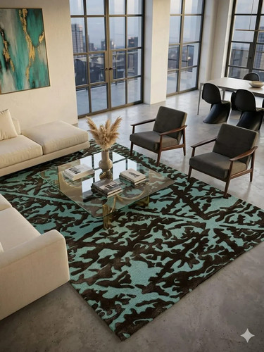 Hand tufted wool viscose - viscose, area