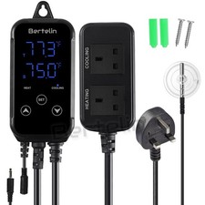 Plug In Thermostat Digital Temperature Control Timer Heating Cooling Dual Socket