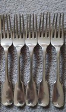 5 Antique Vintage Silver Plated Fiddle Pattern Forks 17cm