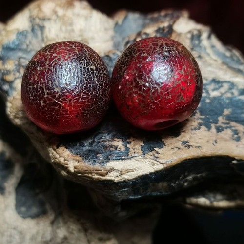 Pair vintage amber beads - vintage,