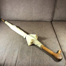 Vintage Umbrella Wooden Mallard Duck handle . Small Hole And Marks As Shown