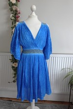 STUNNING NEW GRIMANI Blue, Greek Look Short Cotton Gauze Dress ONE SIZE
