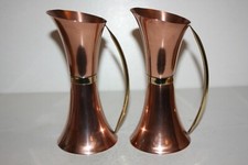 Vintage Collectable - 2 Copper & Brass Jugs - Original - Spouts Out of Shape