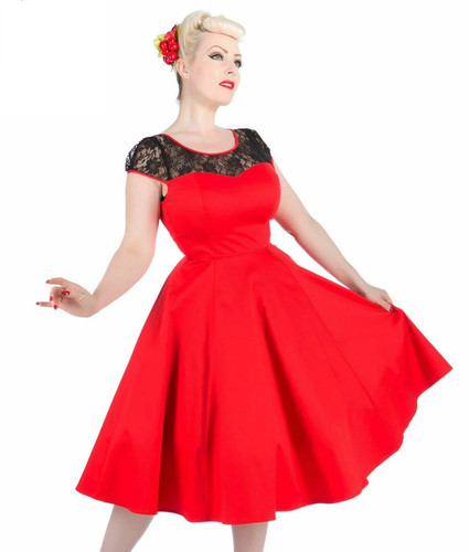 Hearts and roses red dress - hearts,