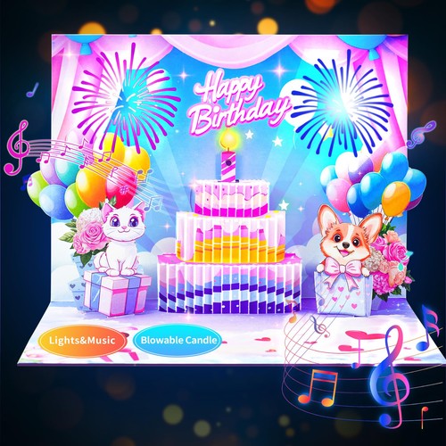 Musical birthday cards - musical, cute
