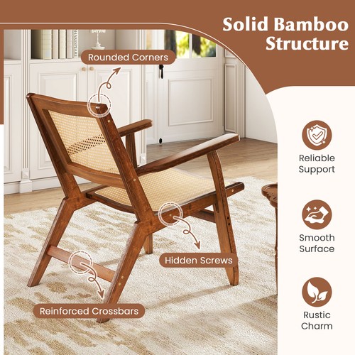 Bamboo wood accent chair boho - wood,