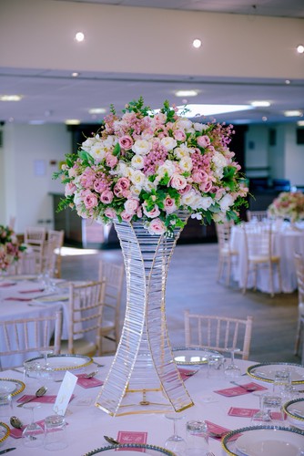 Gold tall acrylic vase - acrylic,