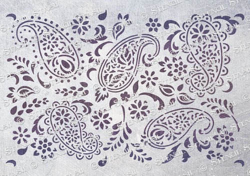 Paisley lace stencil - size, pl
