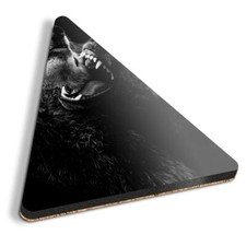 Triangle MDF Coaster Fierce Black Wolves Wolf Dog Fight #52841