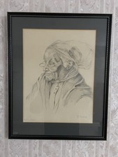 Large pencil sketch of old