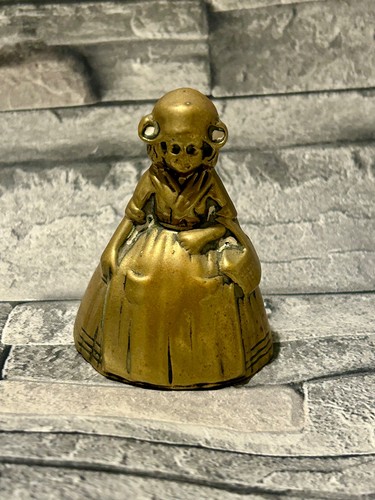 Vintage brass lady hand bell - lady,