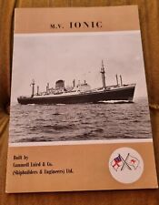 C1960 M.V.Ionic Shaw Savill Line Brochure Incl Ships Cross section Etc