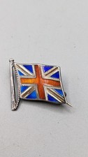 Sterling Silver & Enamel Union Jack Flag Pin Badge Chester 1910s