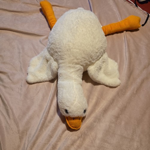 Fluffy white goose stuffed - goose,