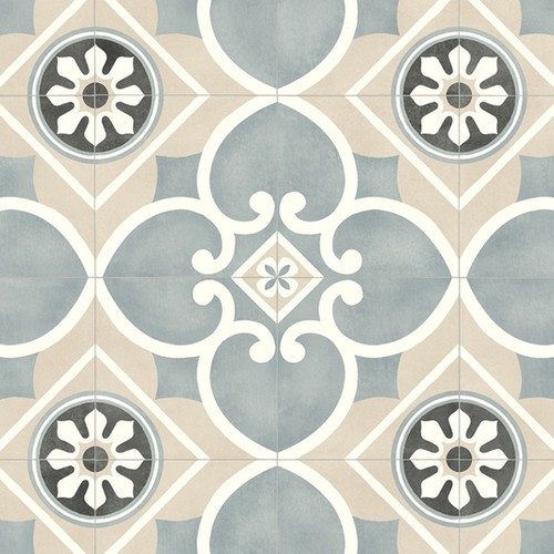 Cream and blue vinyl - vinyl, flooring