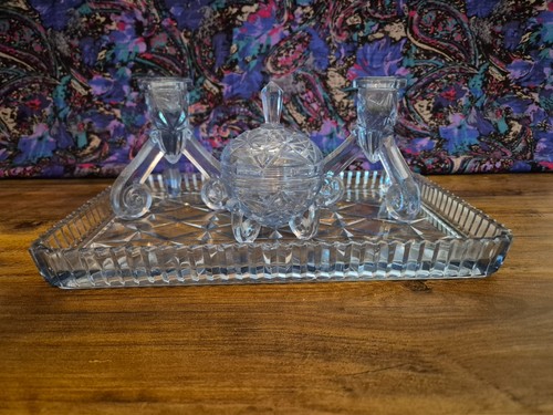 Vintage blue glass dressing