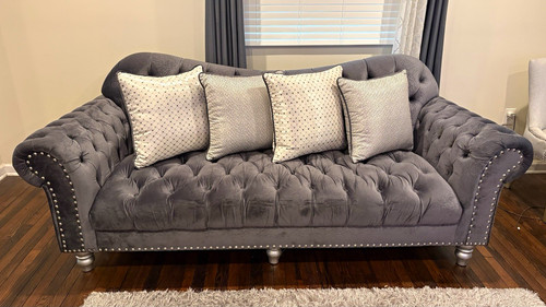 Gray velvet tufted - gray, sofa