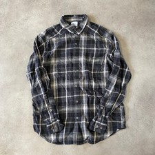 Columbia Button-Up Shirt Mens Medium Checkered Long Sleeve Top, Black Grey