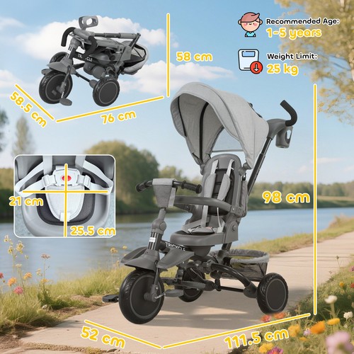 Foldable kids trike with - foldable,