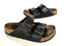 Ladies BIRKENSTOCK ARIZONA Black Leather Double Strap Sandals Size UK 5 eu38