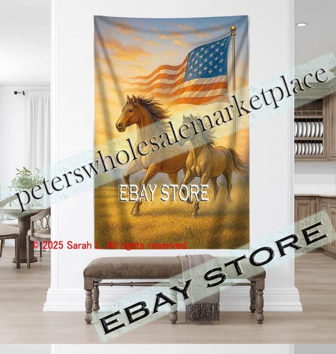 Western horse tapestry usa - western,