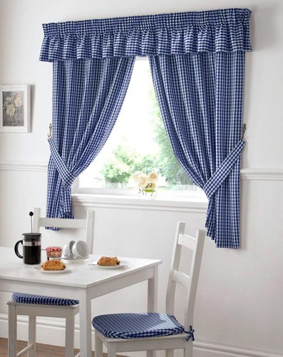 Gingham check kitchen curtain - gingham,