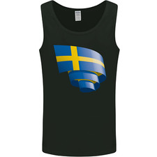 Curled Swedish Flag Sweden Day Football Mens Vest Tank Top