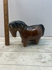 Quail Pottery Ceramic Brown Horse Coin Bank Money Box Ornament Vintage