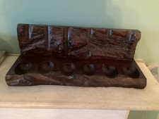 Vintage Carved Wooden Pipe Stand Arte Industria Argentina